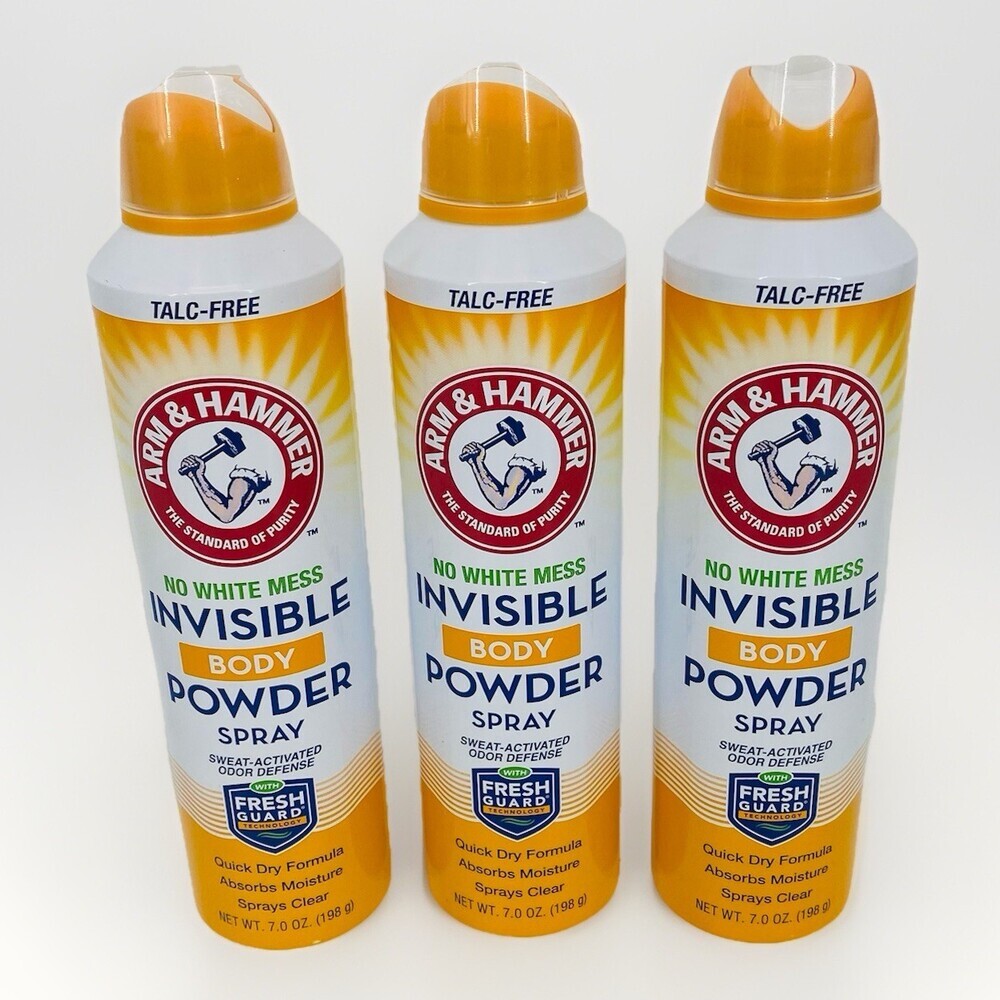 3 Pack Arm & Hammer Invisible Body Powder Spray Talc Free 7 oz Fresh Guard